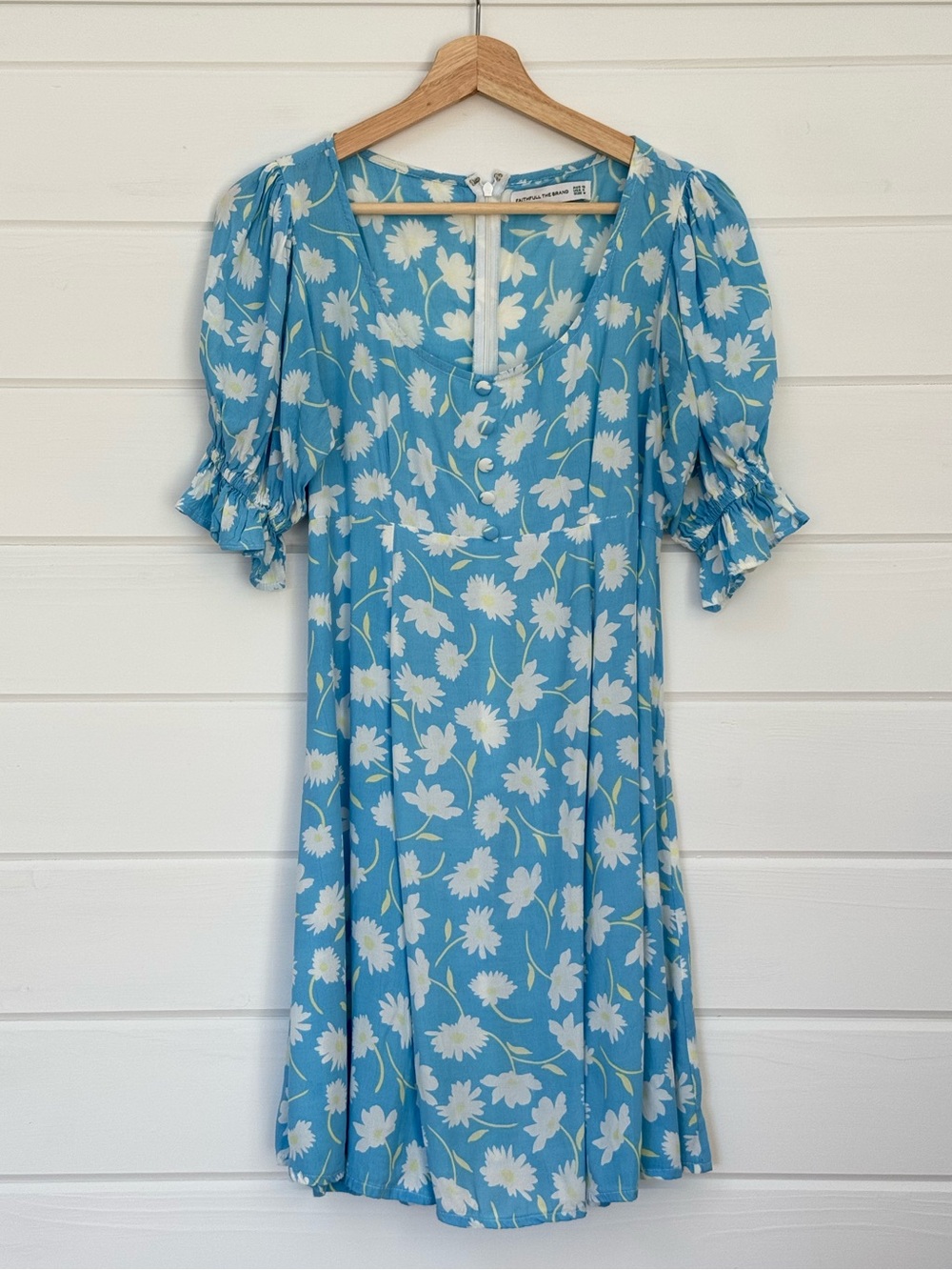 Faithfull the Brand La Barben Blue Daisy Mini Dress M US 6